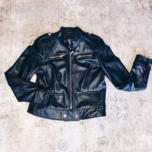 Moda international black leather jacket